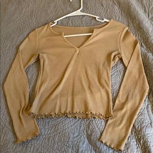 Tan Longsleeve Crop Top